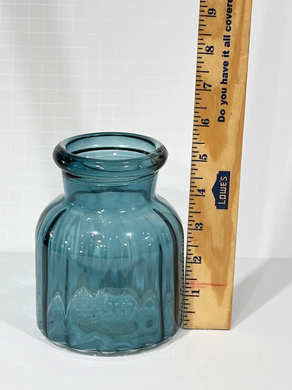 Vintage Ribbed Texture blue Glass Vase Referred To As An 